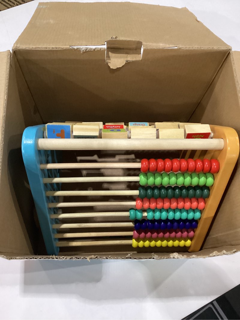 Condition photo showing Good Condition for TOWO Wooden Activity Centre Triangle Toys - flip Flop Alphabet Blocks Abacus Clock - Activity Cube for Toddlers 5 in 1- for Babies Montessori Learning-Wooden Toys for 1 Year Old