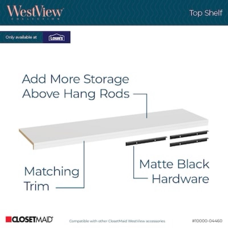 ClosetMaid WestView 48-in x 13-in D White Solid Shelving Wood closet shelf kit