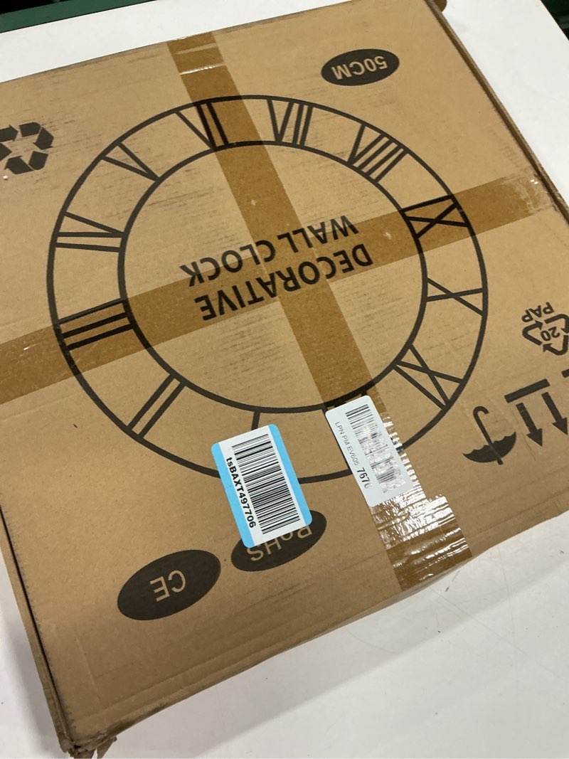 Condition photo showing New/Like New for 1st owned Large Wall Clock for Living Room Decor- 20" Decorative Antique Silent Non Ticking,Battery Operated,Black Metal,Wood Clocks for Farmhouse,Dining Room,Bedroom,Kitchen - Arabic Numerals Black-arabic Numerals 20 Inch