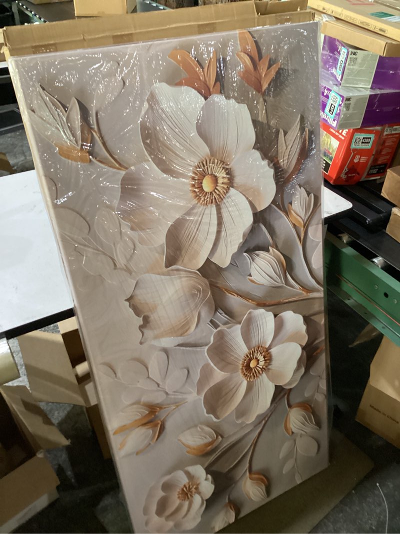 Condition photo showing New/Like New for aozemi floral wall decorations white pictures botanical flower canvas gold wall art 29x59 modern big artwork for living room bedroom office 59"l x 29"w gold