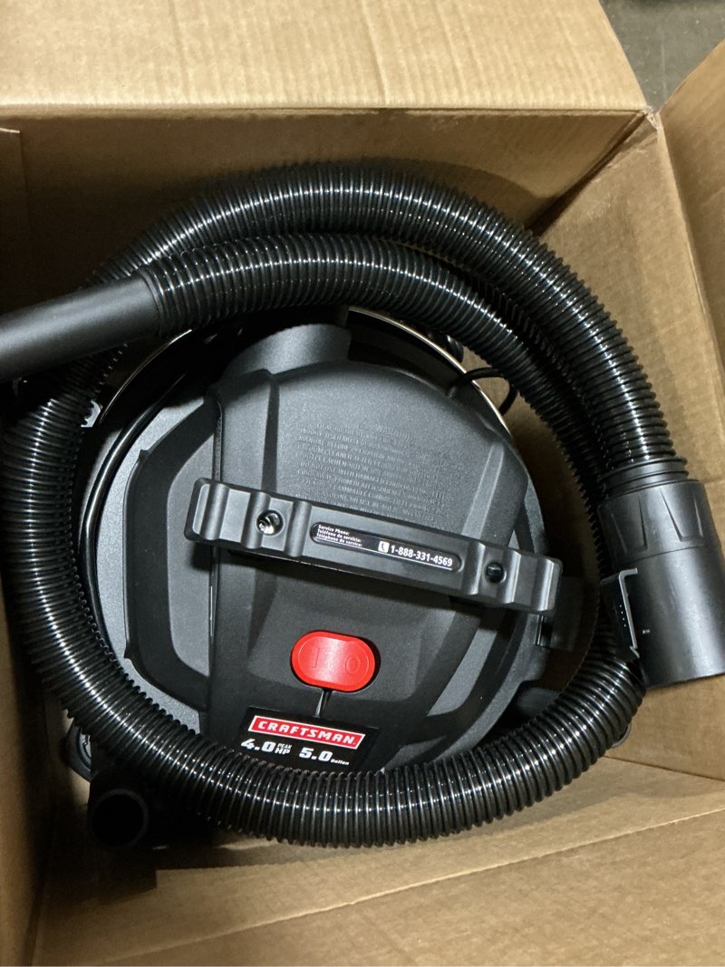 Condition photo showing Good Condition for craftsman 5-gallon 4-hp corded wet/dry shop vacuum with accessories included