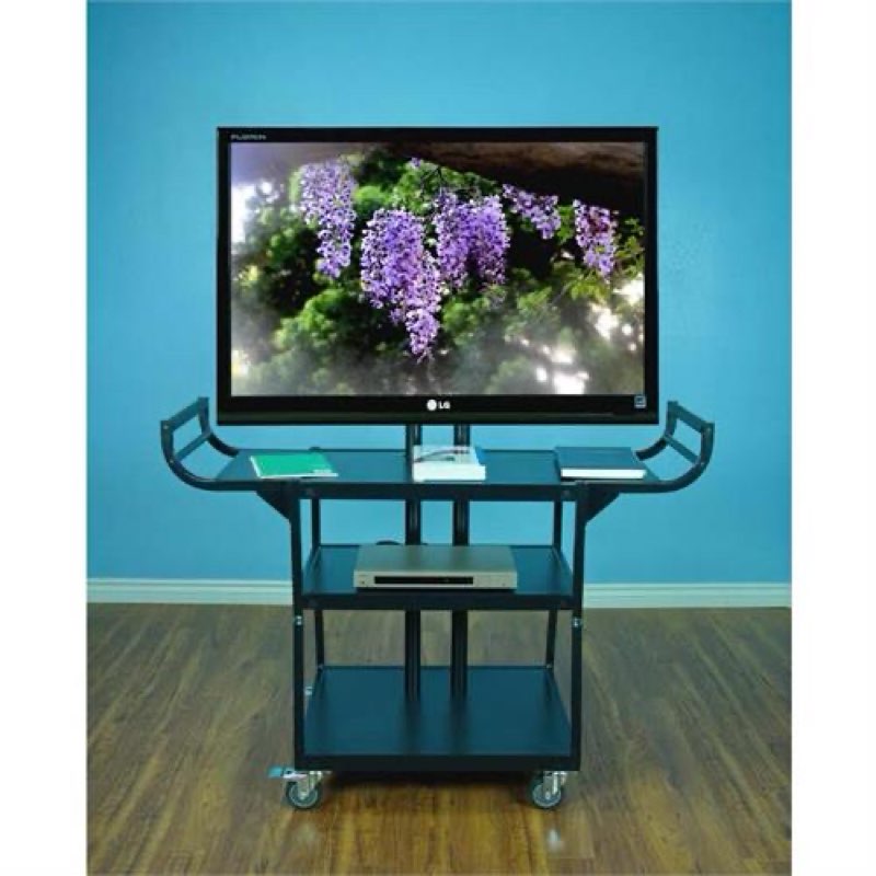VTI Three Shelf Audio Video Cart with 55 in. TV Mount (Black