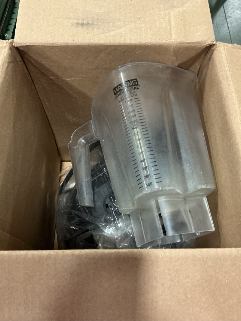 Condition photo showing As Is for Waring Commercial BB300 Blade 1 HP Blender Toggle Switch Controls with Pulse feature with 48 oz BPA Free Copolyester Stacking Container, 120V, 5-15 Phase Plug ,Black Toggle Switch | Copolyester Jar