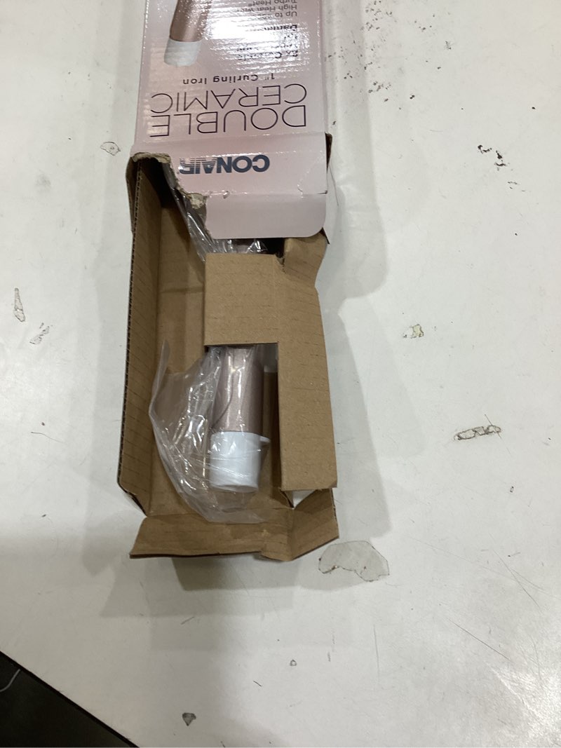 Condition photo showing New/Like New for Conair Double Ceramic 1-Inch Curling Iron, 1-Inch Barrel Creates Classic Curls, Hair Curler for Use on Short, Medium, and Long Hair, White White/Rose Gold 1-Inch
