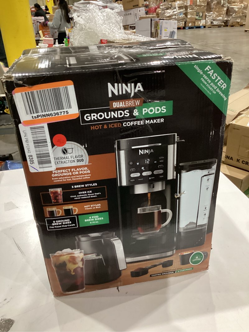 Condition photo showing Good Condition for Ninja | Drip Coffee Maker | DualBrew Pro Hot & Iced Coffee Machine | Use with K-Cup Coffee Pods | 3 Brew Styles (Classic, Rich, & Iced) | 60oz Removable Reservoir & Dishwasher Safe | Black | CFP101 Paper Filter