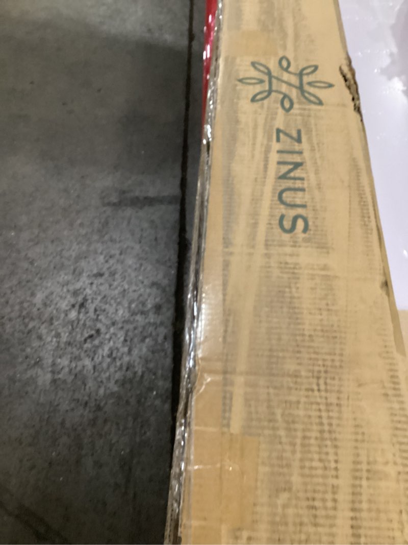 Condition photo showing As Is for zinus compack vertical wood slats, fabric covered bunkie board, box spring replacement, no assembly required, natural, king king slats