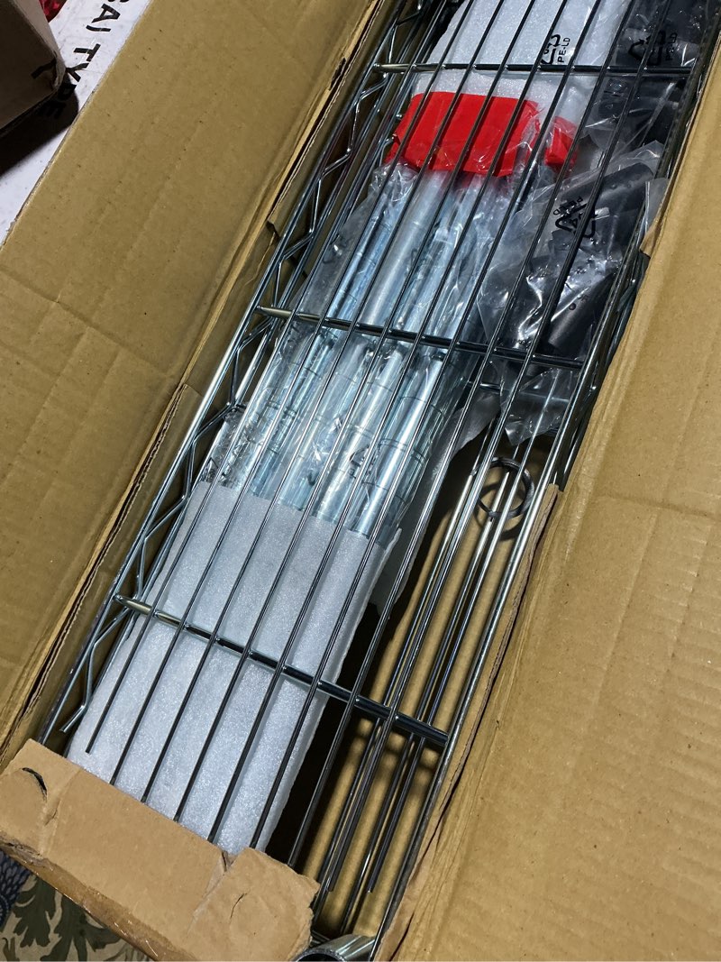 Condition photo showing Good Condition for Shelving Inc. 8" d x 24" w Chrome Wire Shelving with 3 Tier Shelves, Weight Capacity 800lbs Per Shelf 8" d x 24" w x 34" h