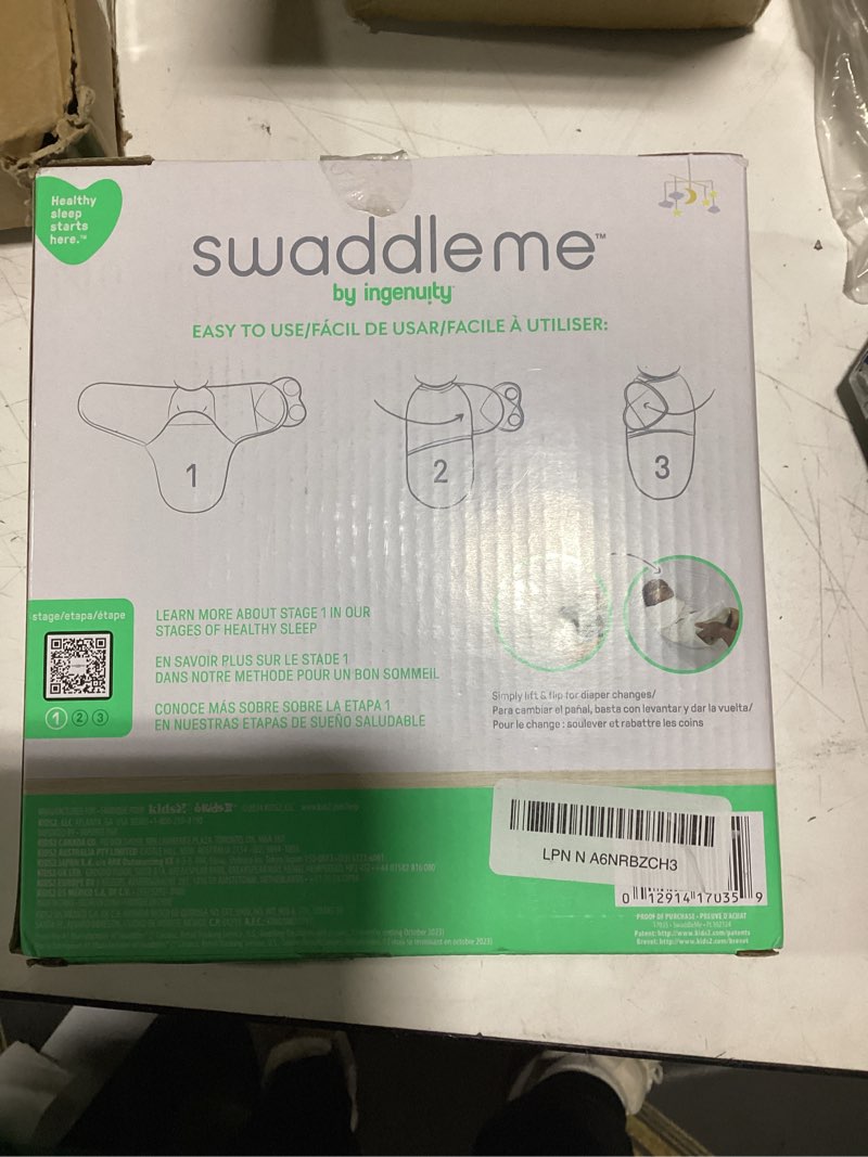 Condition photo showing Good Condition for SwaddleMe by Ingenuity Monogram Collection Baby Swaddle, 100% Cotton, Improves Sleep & Calms Startle