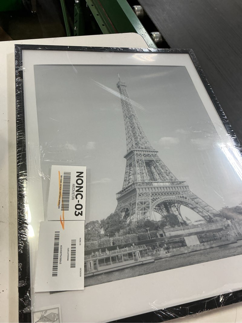 Condition photo showing Good Condition for jcjmy 19x25 picture frame with 16x22 mat, display photo 16x22 with mat or 19 x 25 without mat, wall hanging large 19 by 25 poster frame with plexiglass, black black 19x25 inch