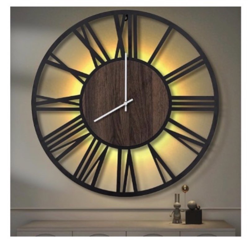 LEIKE Large Wall Clocks with Night Light Battery Operated,Silent Non Ticking,Rustic Modern Big Wood 