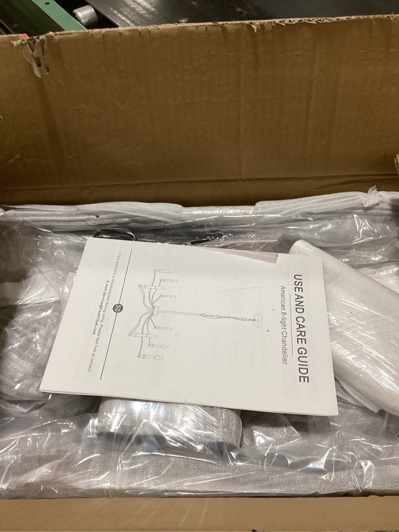 FookChak Black Chandelier, Modern Dining Room Light Fixture 8 Light Candle Chandelier Over Table 44i