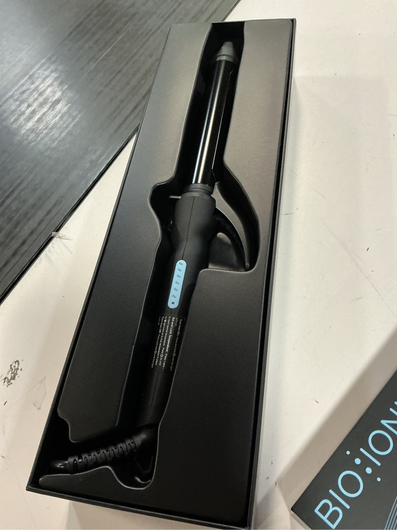 Condition photo showing Good Condition for bio ionic long barrel curling iron with moisture heat technology & nanoionic mx versatile curling wand - multiple barrel sizes for tight, classic, loose & soft curls 1.25 inch (loose curls) black