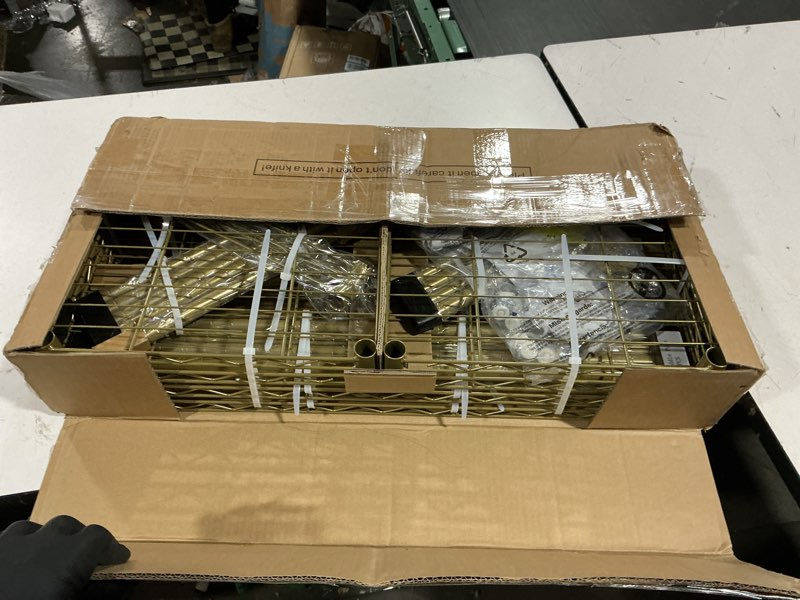 Condition photo showing Good Condition for ulif e10 clothes rack?with stretchable hanger rod?freestanding clothing racks for hanging clothes?adjustable closet organizer system?portable garment rack 73-97"w x 15" d x 72" h?max load 800lbs?gold