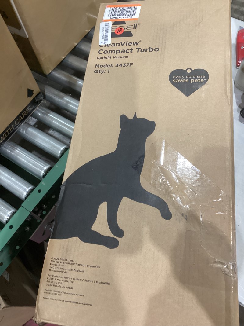 Condition photo showing As Is for Bissell CleanView Compact Turbo Upright Vacuum with Quick Release Wand, Full Size Power, Compact Size for Apartments & Dorms, 3437F