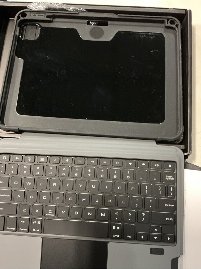 Condition photo showing Good Condition for nillkin ipad pro 11 inch (m5, 2025/m4,2024) case with detachable keyboard, magic trackpad, 7 colors backlit, portrait/landscape modes, rugged keyboard case for ipad pro 11” 5th gen, black for ipad pro 11 inch (m5/m4)
