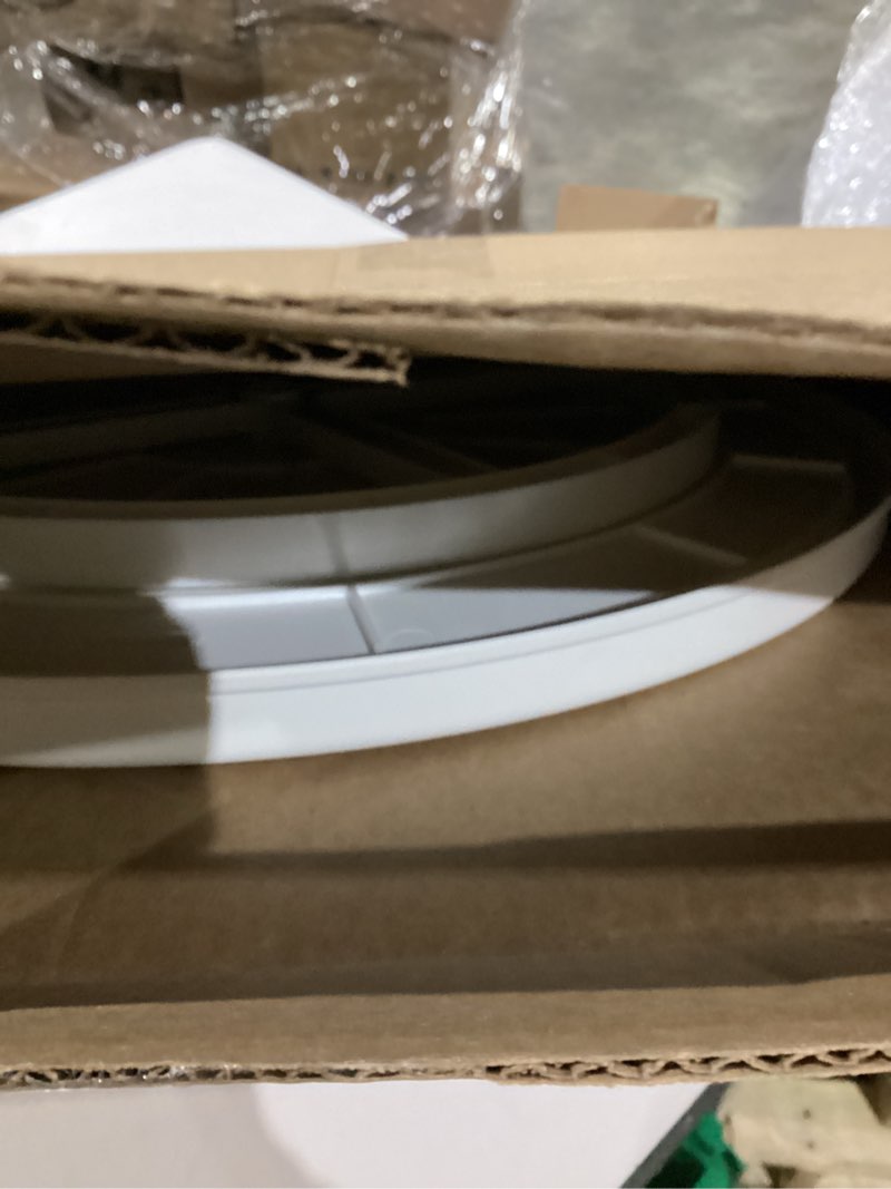 Condition photo showing As Is for Copco 18-Inch Lazy Susan Turntable Organizer, Non-Skid Pantry or Cabinet Spinner for Spices, Condiments, and Bottles, Durable White/ Gray Design White/Gray