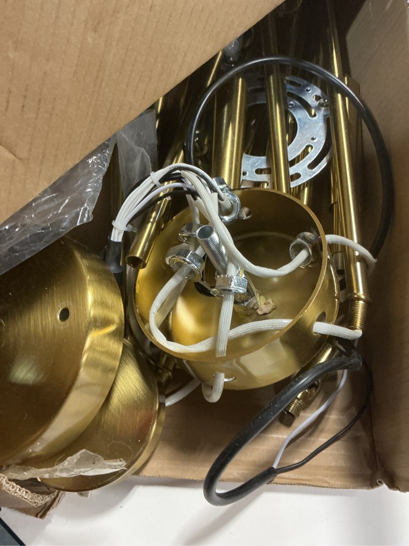 Condition photo showing Good Condition for KSANA Modern Antique Gold Chandeliers for Dining Room, 8 Lights Lighting Fixture with Aged Gold Finish for Living Room, Bedroom, Foyer, Kitchen