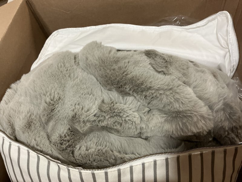 Condition photo showing Good Condition for Cozy Earth Cuddle Blanket - Faux Fur Ultra-Soft Luxury Throw Blanket - Thick & Cozy Oversized Design for Lounging or Sharing - Machine Washable - Oversize Throw 80" x 60" Dove Grey Dove Grey Oversize Throw