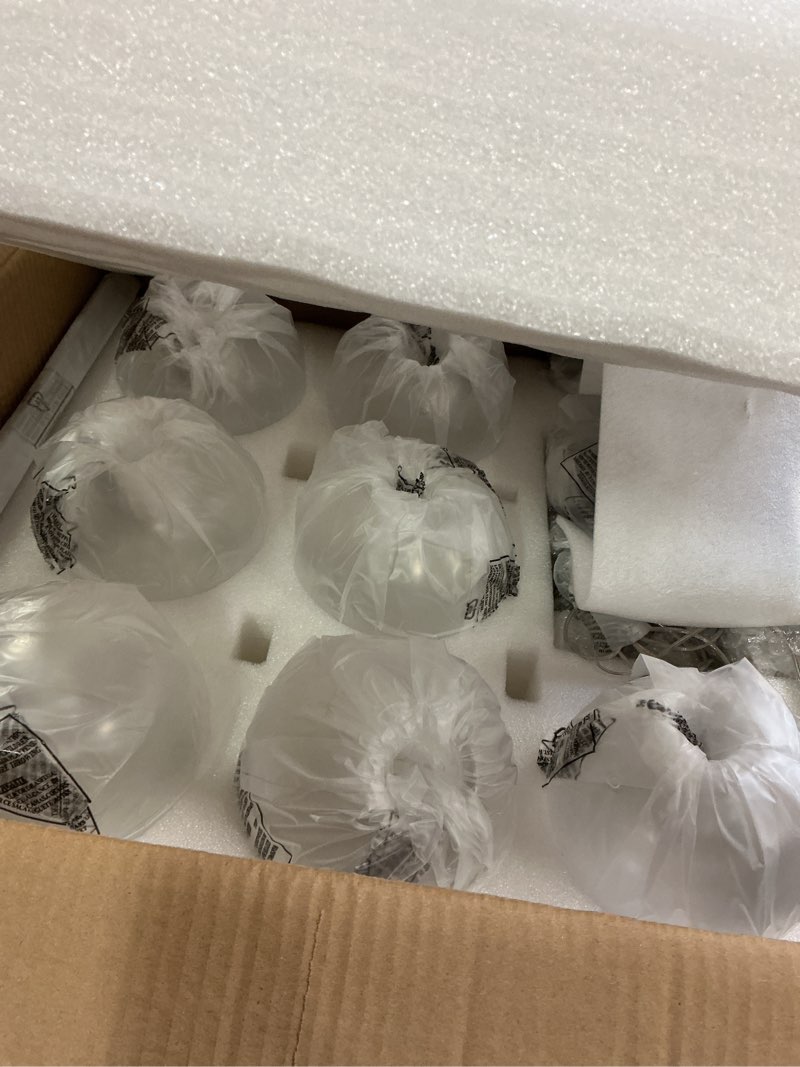 Condition photo showing New/Like New for Modern Bubble Chandelier, 7-Light Clear Glass LED Globe Chandelier Lighting, Dual-use Pendant Ceiling Light Fixture with Rod for Dining Room Bedroom Kitchen Island Clear Globe - 7 Lights