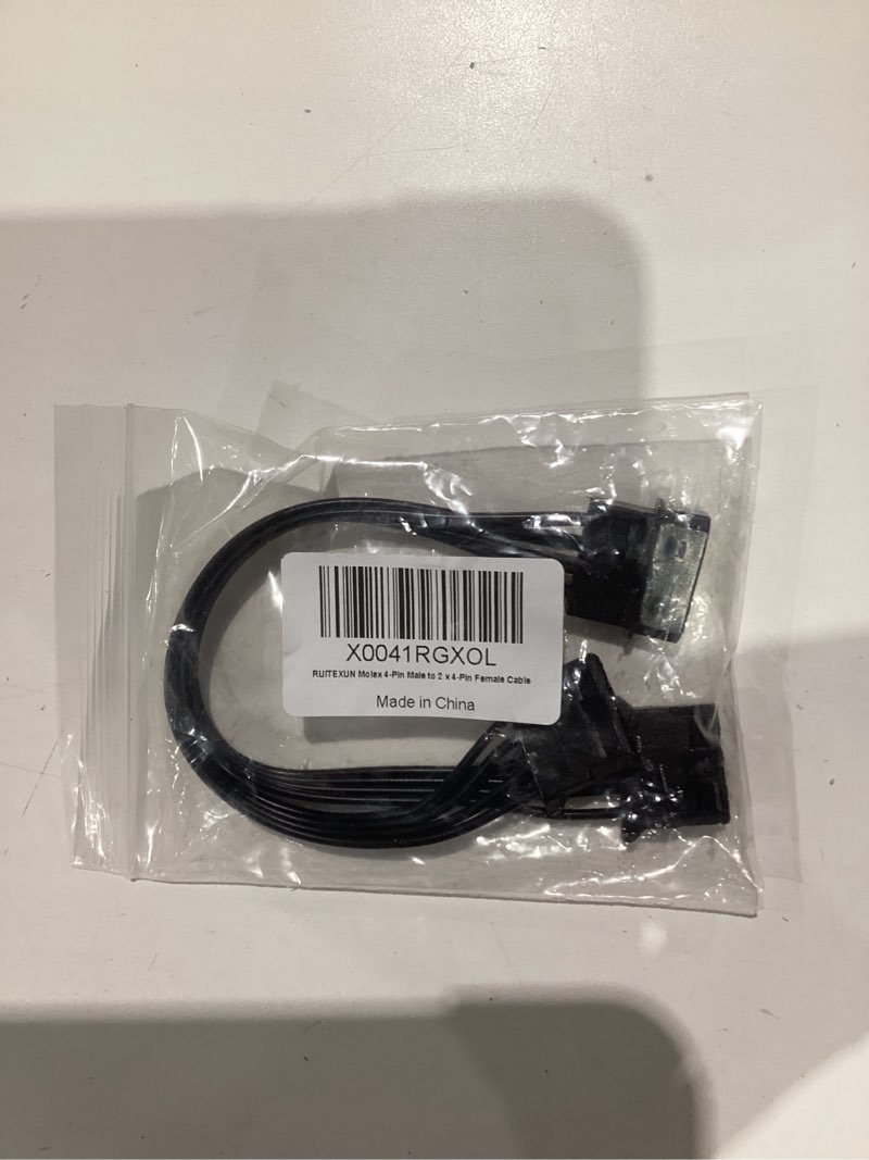 Condition photo showing As Is for D-Type Molex LP4 IDE 4-Pin Male to 2 x Molex LP4 4-Pin Female Power Y Splitter Connector Adapter Cable for Hard Disks, Cooling Fans, CD-ROM, DVD-ROM Drives (Black)