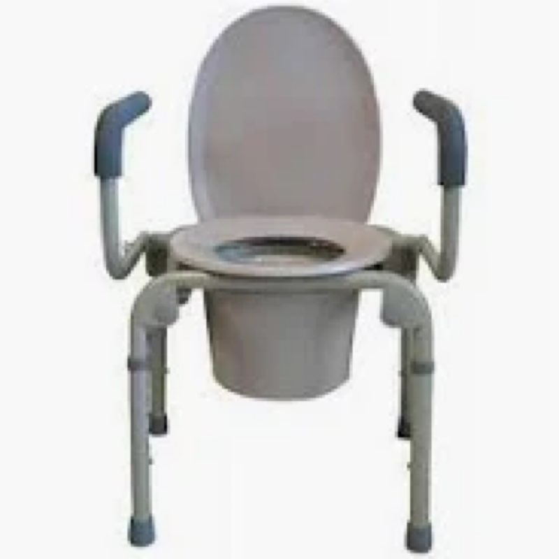 probasics drop arm adjustable bedside folding commode chair portable with handles, for elderly, seniors, and disabled people, supports 300lbs, adult potty chair