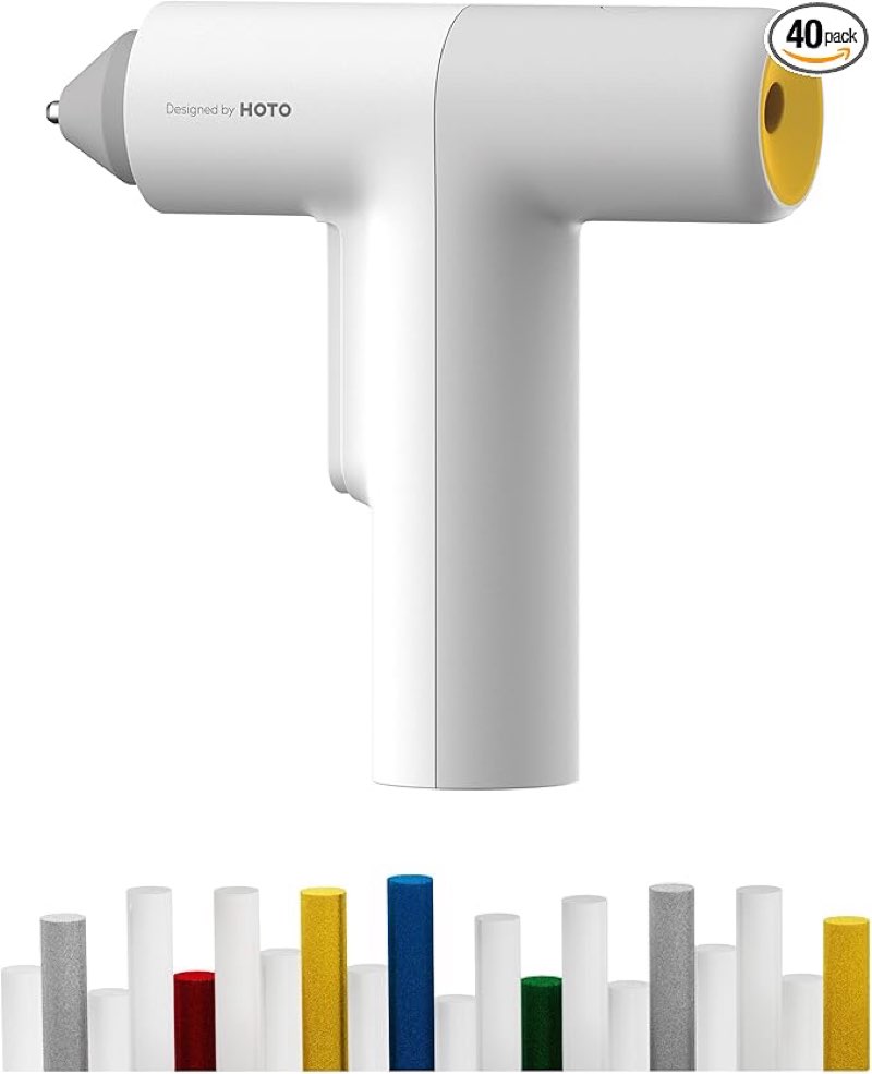 HOTO Cordless Auto Dispensing Glue Gun, Easyflow Hot Glue Gun with 40 Glue Sticks, 30s Fast Preheating, 3000mAh, Anti-Scald & Anti-Drip, Wireless/Wired, Ideal for DIY/Kids Crafts & Home Repairs