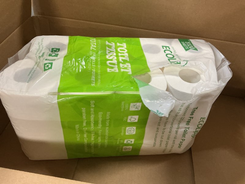 Condition photo showing Good Condition for ECOLipak Bamboo Toilet Paper, Septic Safe Toilet Tissue, 16 Double Rolls, 320 Sheets Per Roll, Tree Free, Non Toxic, 2 Ply, Soft and Absorbent, Eco Friendly Dye-Free Paper 16 Double Rolls (2 Ply)