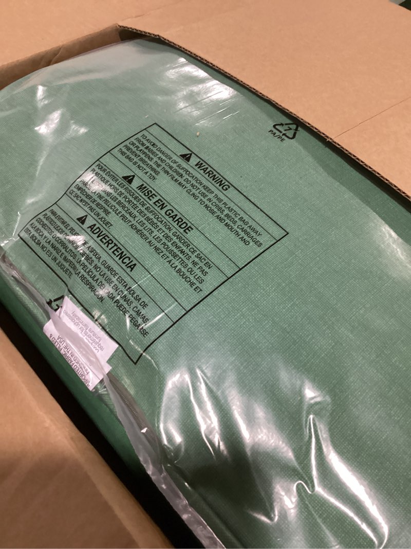 Condition photo showing Good Condition for arden outdoor deep seat cushion set, 22 in x 24 in, weather-proof, rain-proof, fade resistant patio cushion bright moss green leala polyfill bright moss green leala 1 pack
