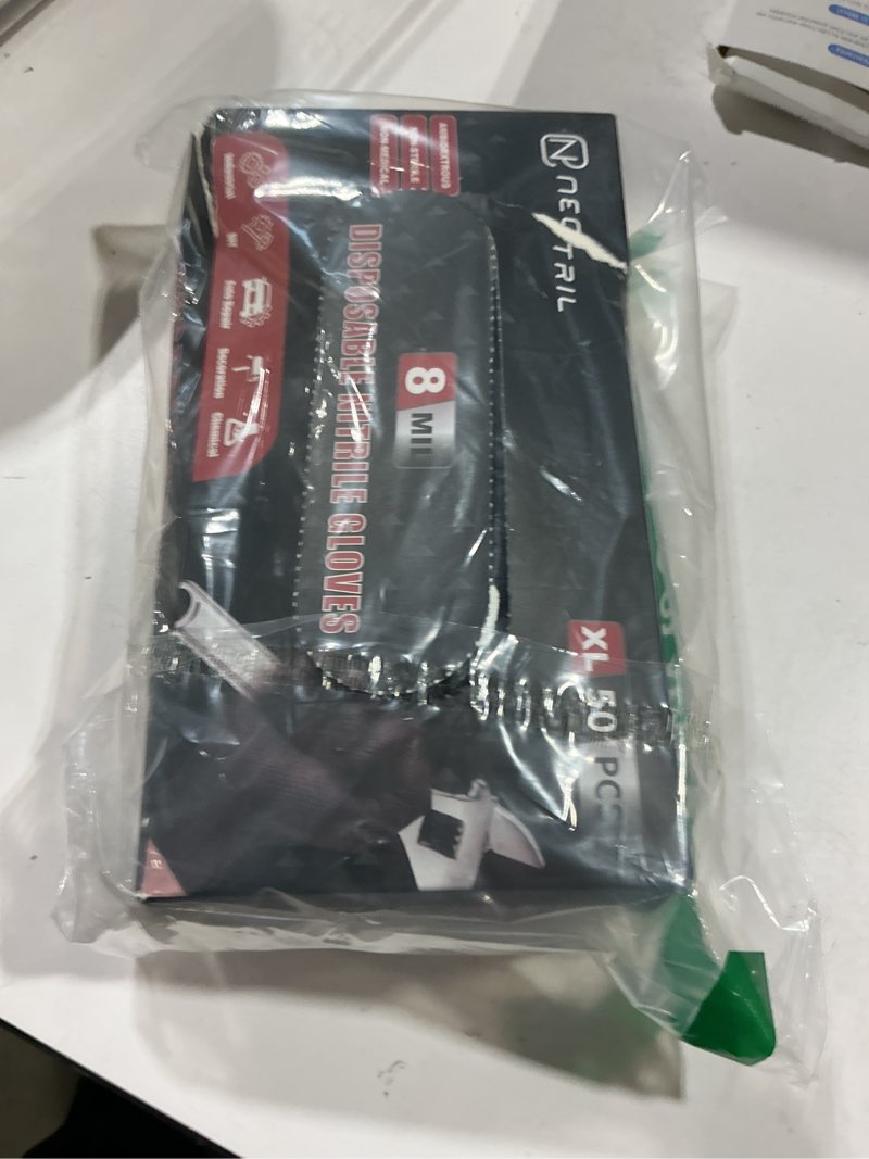 Condition photo showing Good Condition for neotril 8 mil heavy duty disposable nitrile gloves with diamond texture grip rubber gloves latex & powder free x-large box of 50 / black