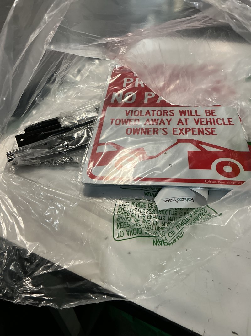 Condition photo showing Good Condition for faittoo large private property no parking sign with 54" metal thick stake, 2 pack 14"x10" vehicle towed at owner's expense rust free aluminum sign, reflective, fade resistant, easy to mount 14"x10" with 54" metal thick stake - 2 pack