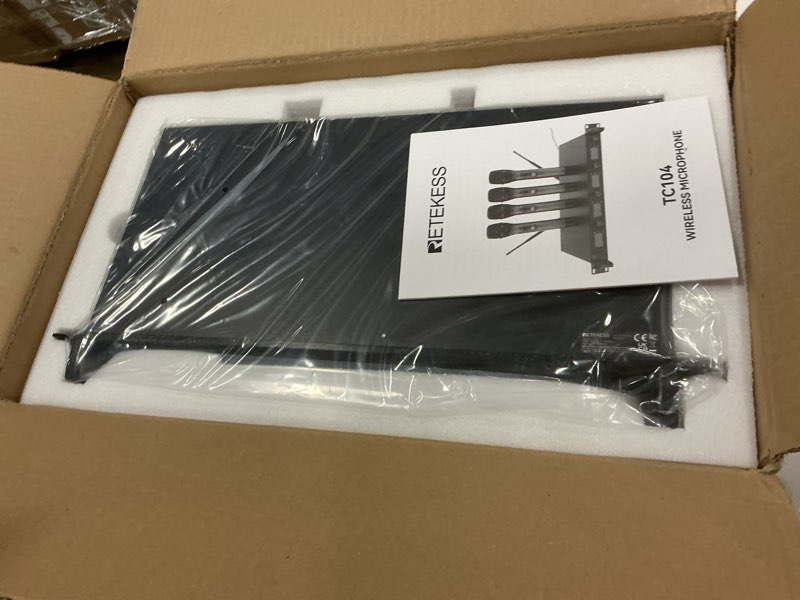 Condition photo showing New/Like New for Retekess TC104 Wireless Microphone System, Karaoke Microphone, 4x50 Adjustable Channels, Auto Scan, Cordless Mic Set with 4 Handheld Mics for Singing, Church, DJ Gigs 4x50 channels