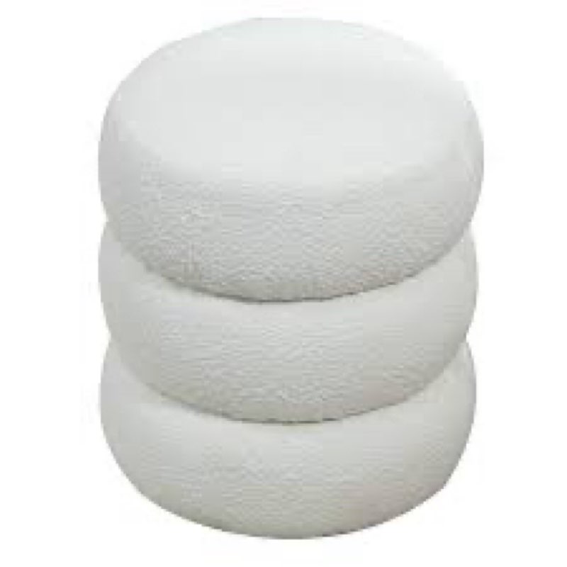 HomePop Upholstered Round Ottoman - Cream Boucle