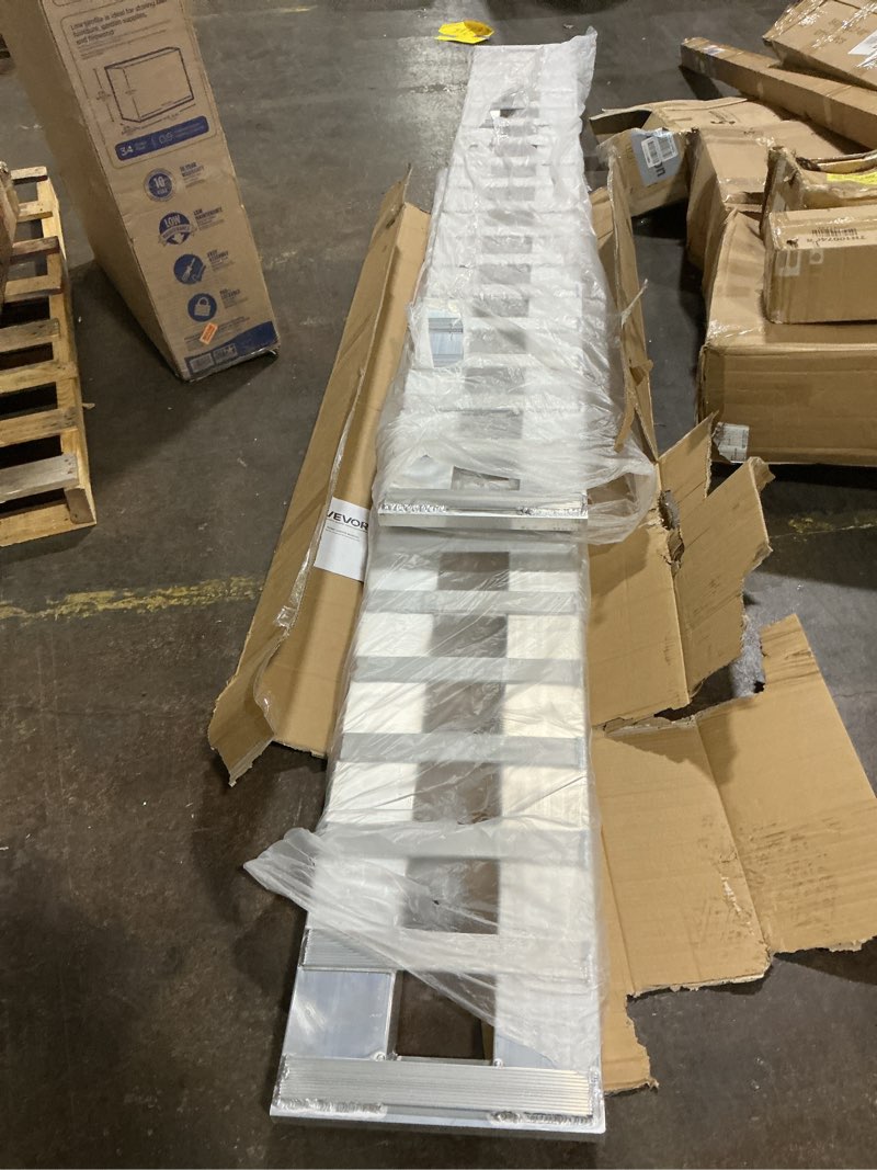 Condition photo showing Good Condition for VEVOR Loading Ramps, 2 Pcs 108 x 15 in, Durable Aluminum and Heavy-Duty Trailer Ramp Set with Anti-Slip Plates, 10000 Lbs Combined Capacity, for Carts, Farm Tractors, ATVs, Lawn Mowers, Motorcycles