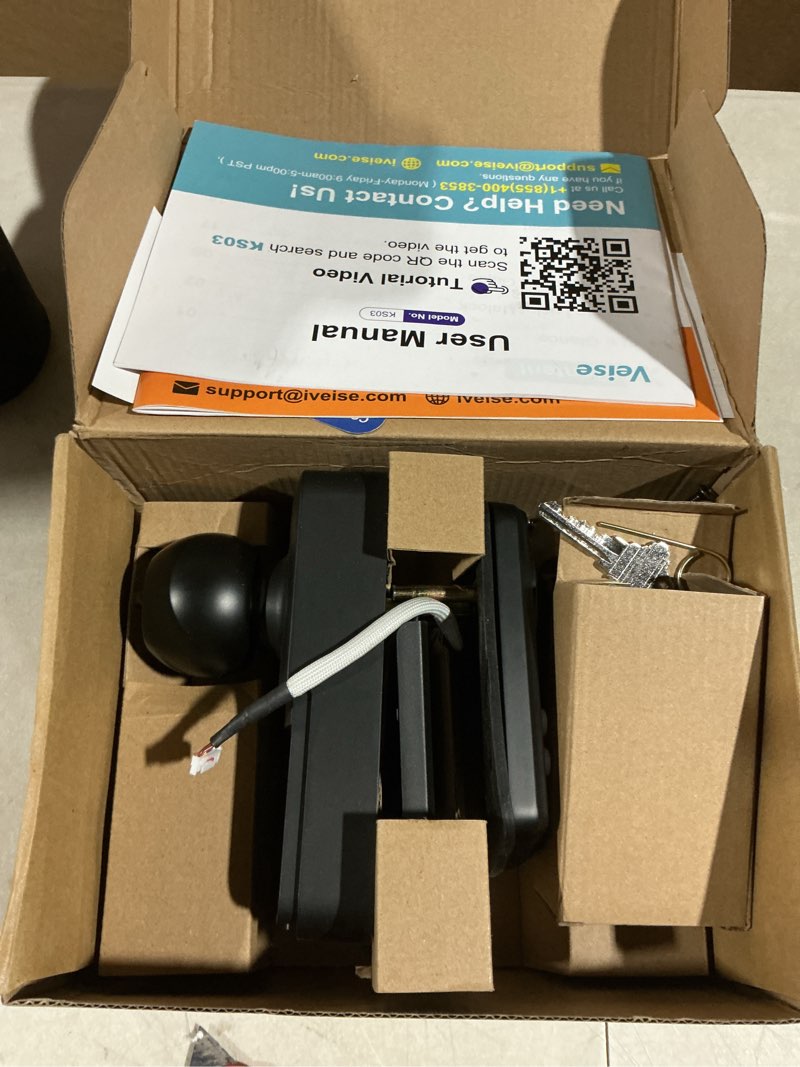 Condition photo showing As Is for Veise Keypad Door Knob Lock, Keyless Entry Digital Lock with Handle, Electronic Smart Knob for Front Door & Bedroom, Easy Install, Auto Lock, Passage Mode, Anti-Peeping Password, Matte Black