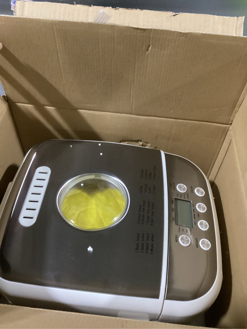 Condition photo showing As Is for Bread Maker, 2.2LB 16-in-1 Bread Machine, Automatic Bread Maker Machine with Nonstick Ceramic Pan & 15H Timer & 1H Keep Warm for Beginner, Breadmaker with Gluten-Free, French, Yogurt, Recipe