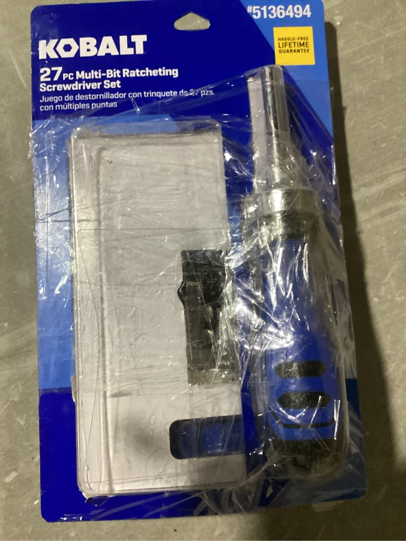 Condition photo showing As Is for kobalt 27 -piece 3-in ratcheting multi-bit replaced combination tip screwdriver set
