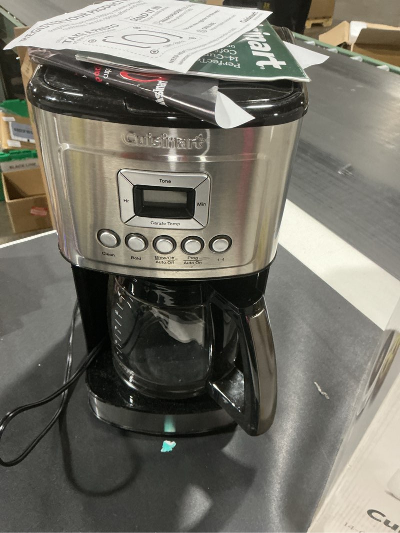 Condition photo showing Good Condition for Cuisinart 14-Cup Coffee Maker, Programmable PerfecTemp Glass Carafe Coffee Machine with 1-4 Cup Setting, Brew Strength Control and Pause, Stainless Steel, DCC-3200NAS 14-Cup Glass Stainless Steel