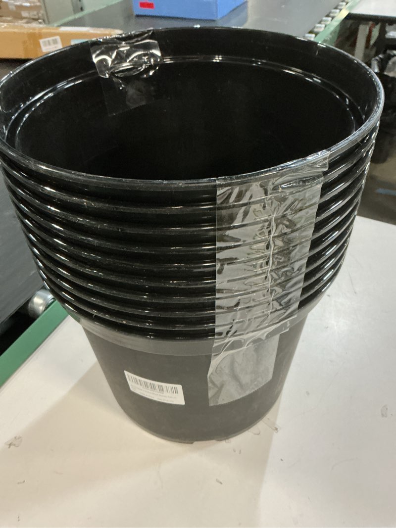 Condition photo showing Good Condition for 5 Gallon Nursery Pots 10-Pack, 12 Inch Plastic Planter with Drainage Holes – Round, Sturdy, Deep Design for Indoor/Outdoor Plants 5Gallon-10P