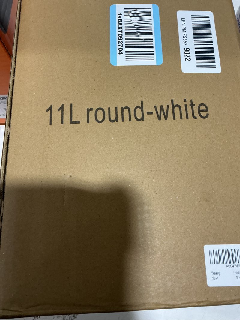 Condition photo showing Good Condition for Yatmung Bathroom Trash Can with Lid - Small Bathroom Garbage Can - Bedroom, Office, Living Room, Entryways - Disguised Decorative Trash Bin (Faux Plant) - Plastic Hidden Waste Basket - 2.7 Gal, White