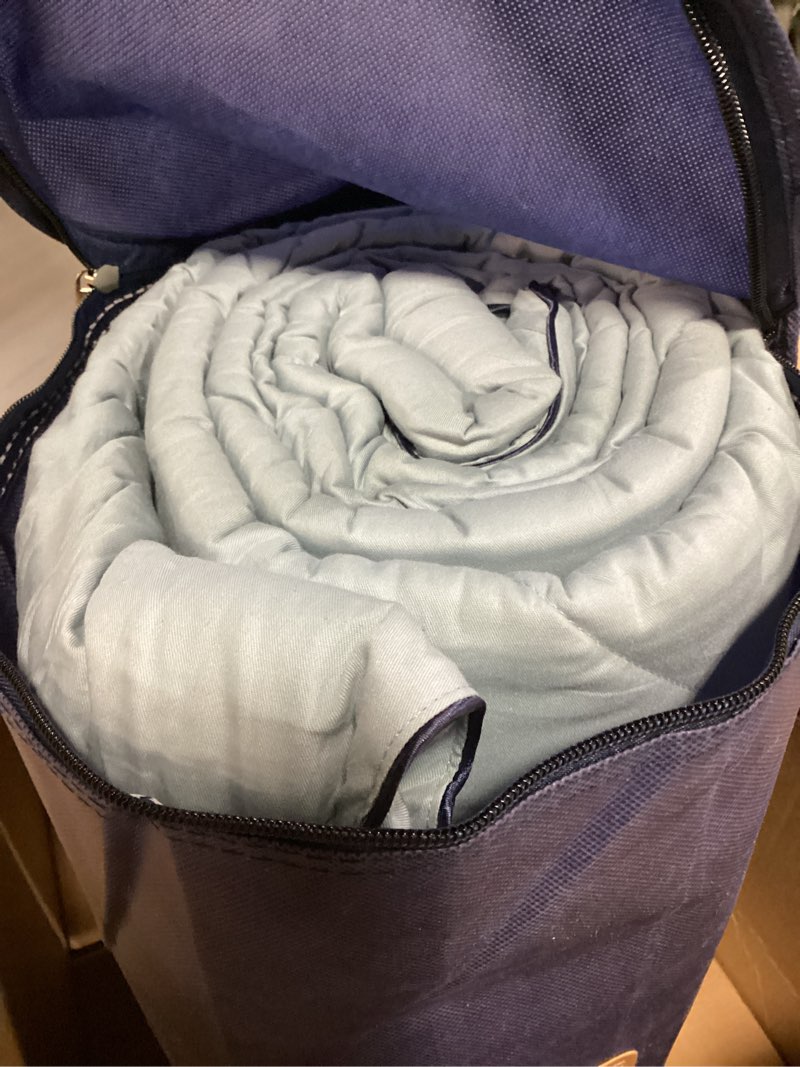 Condition photo showing Good Condition for 2025 Premium Upgraded Non-Vacuum Bed Quilt All Seasons 100% Cotton Filled Comforter - Reversible Lightweight Soft Breathable Fluffy (Grey Blue, Twin) Grey Blue Twin