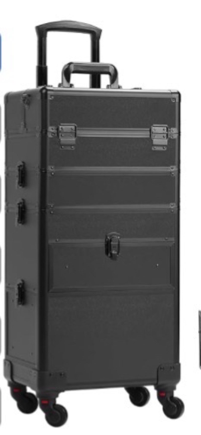 rolling makeup case on wheels with drawer and professional cosmetic organizers for salon barber -