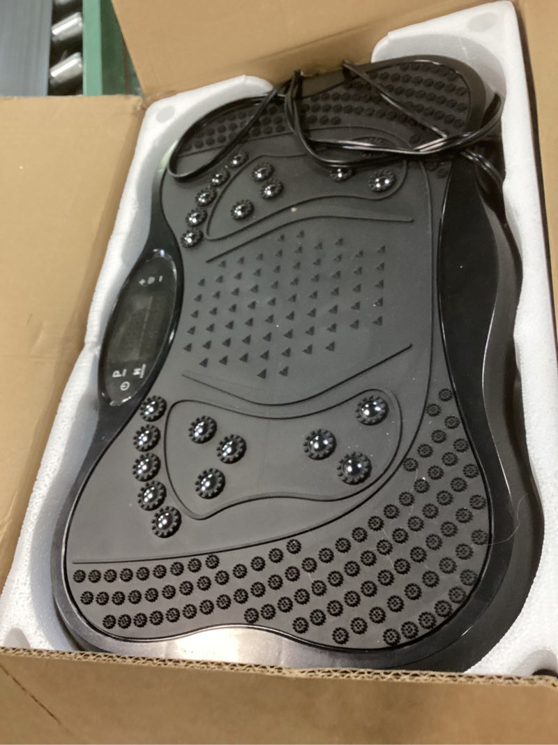 Condition photo showing Good Condition for vibration plate exercise machine, 130 levels full body workout vibrating plate for lymphatic drainage weight loss, 450 lbs capacity shake platform with resistance bands bluetooth for women men