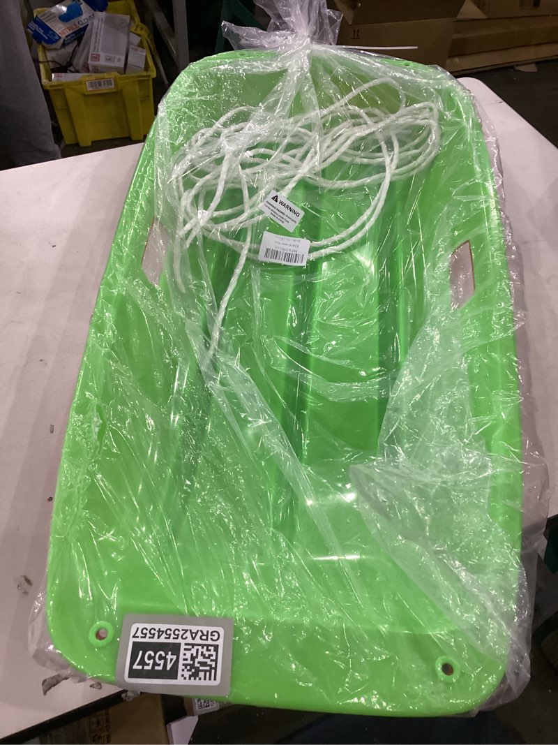 Condition photo showing New/Like New for Toboggan Snow Sled for Adult and Kids-Durable Cold Resistant Flexible Design,Fits 1-2 Riders with Pull Rope & Handles for Winter Outdoor Sports-35 Inch Green-Red