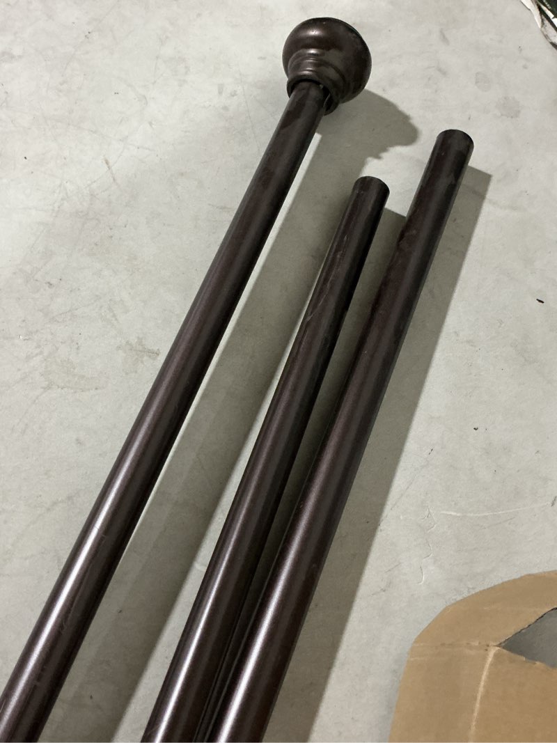 Condition photo showing As Is for allen + roth 36-in to 72-in oil rubbed bronze steel single curtain rod