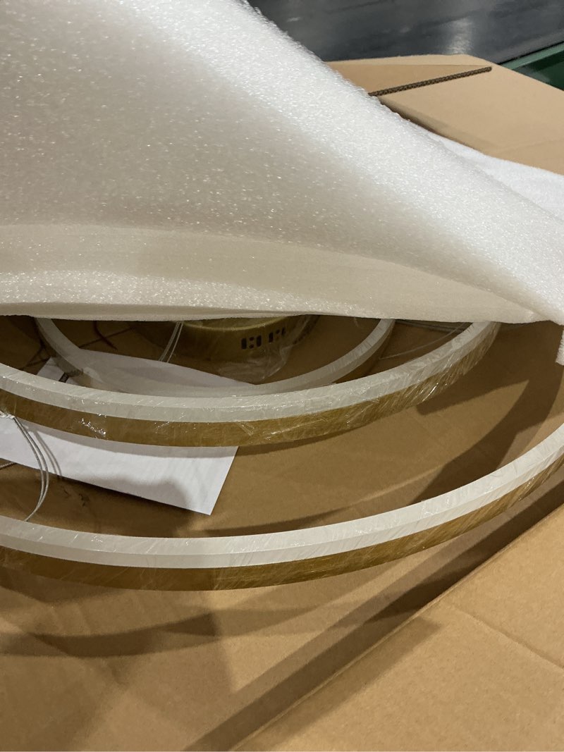 Condition photo showing Good Condition for 31.5" 3 ring modern led pendant light gold modern led chandelier contemporary ring chandeliers dimmable chandeliers color temperature adjustable height hanging chandelier for living room gold 3ring-31.5"
