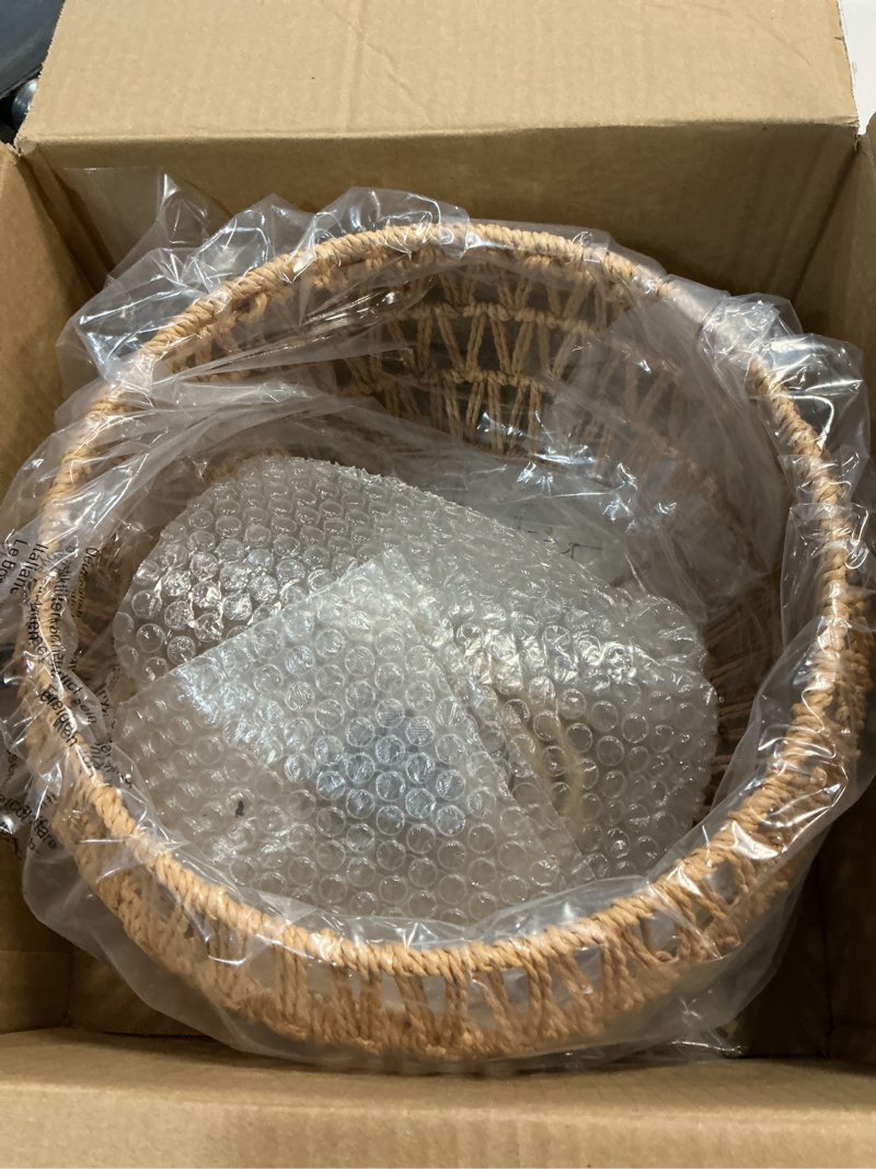 Condition photo showing New/Like New for hanging lights with plug in cord rattan hanging lamp boho ceiling light fixtures farmhouse pendant lamp shape for living room bedroom kitchen 12.6 inch-drum shade