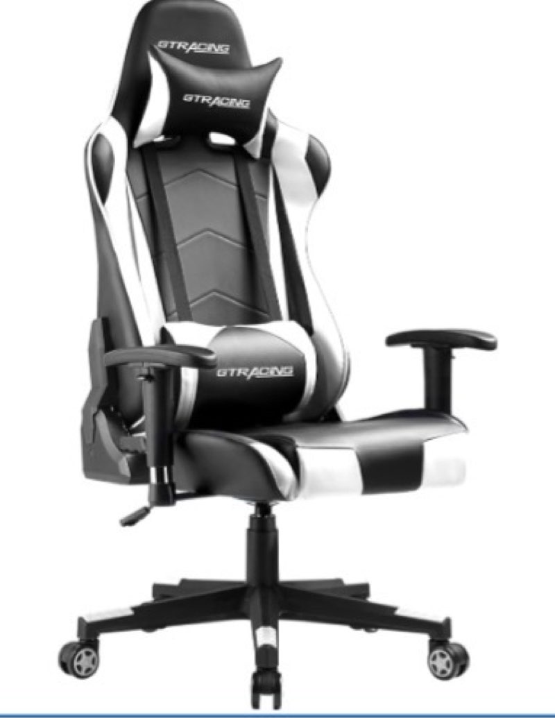 gtracing gaming chair racing office computer ergonomic video game chair backrest and seat height adjustable swivel recliner with headrest and lumbar pillow esports chair (white)