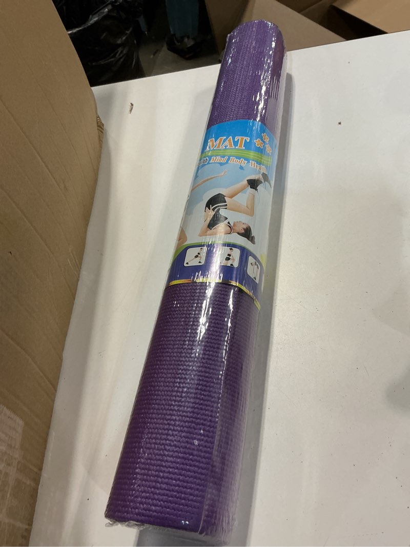 Condition photo showing New/Like New for 1 Pcs 3 mm Thick Yoga Mat Bulk, 68.11 x 24.02 Inches Exercise Workout Mat Non Slip Fitness Yoga Pad for Women Kids Gym Home Yoga Pilates, Reliable Sturdy Material and Easy to Clean (Purple)