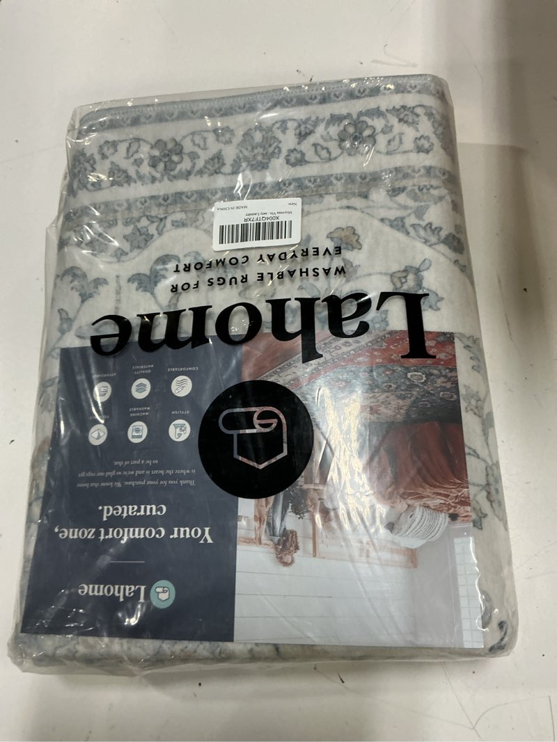 Condition photo showing New/Like New for moynesa vintage washable blue 2x6 hallway runner rug, neutral distressed oriental runner for entryway kitchen bathroom bedroom, low pile soft non-slip carpets for nursery laundry blue 2' x 6'(runner)