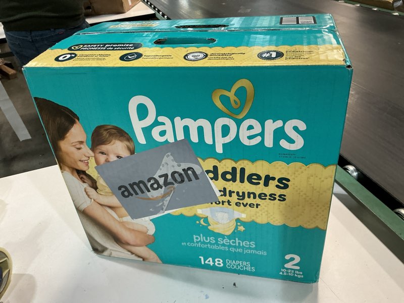 Condition photo showing New/Like New for Pampers Swaddlers Diapers, Size 2 (10-22 lbs), 148 Count, Absorbent, Keeps Baby Dry and Comfortable, Skin Safe Disposable Baby Diaper Size 2 148